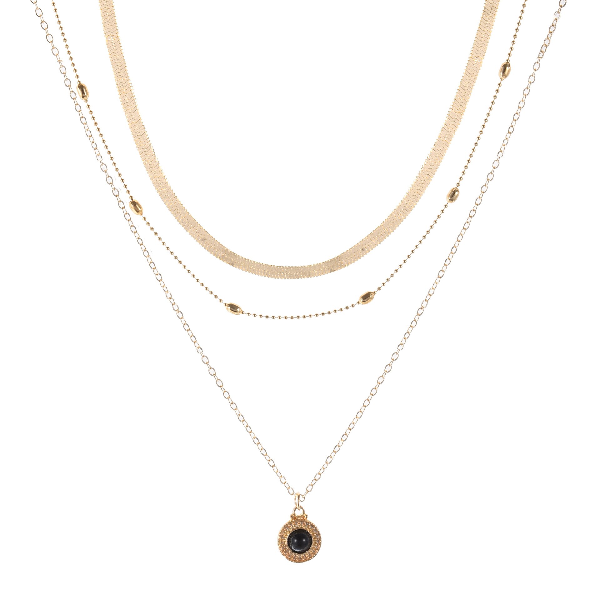 Multilayer Ketting - Blad Ketting Edelsteen - Platte Slang Bot Ketting - O-ketting - Dames Jubileum Sieraden: Golen