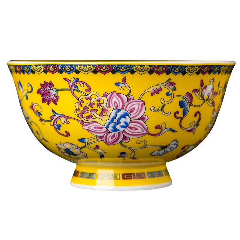Jingdezhen enamel ceramic bowl Palace luxury bone china noodle bowl Chinese style salad bowl Ceramic tableware