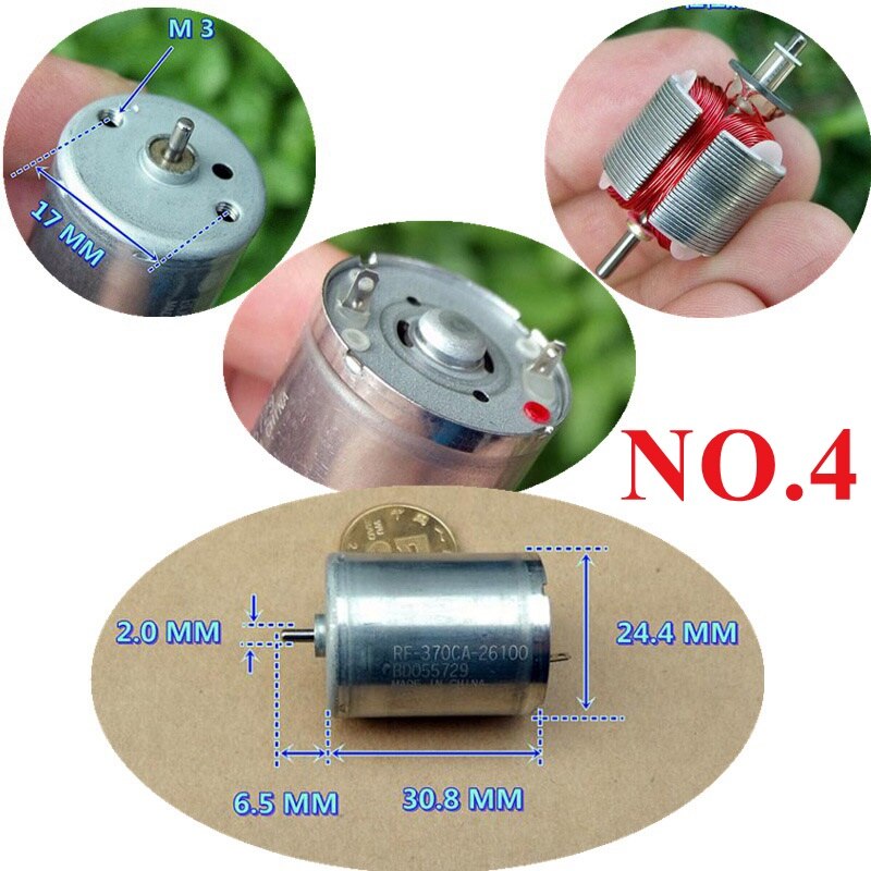 370 series DC MOTOR 3V-24V high speed Mute Large Torque 3.7V 7.4V 12V RC ship model car motor