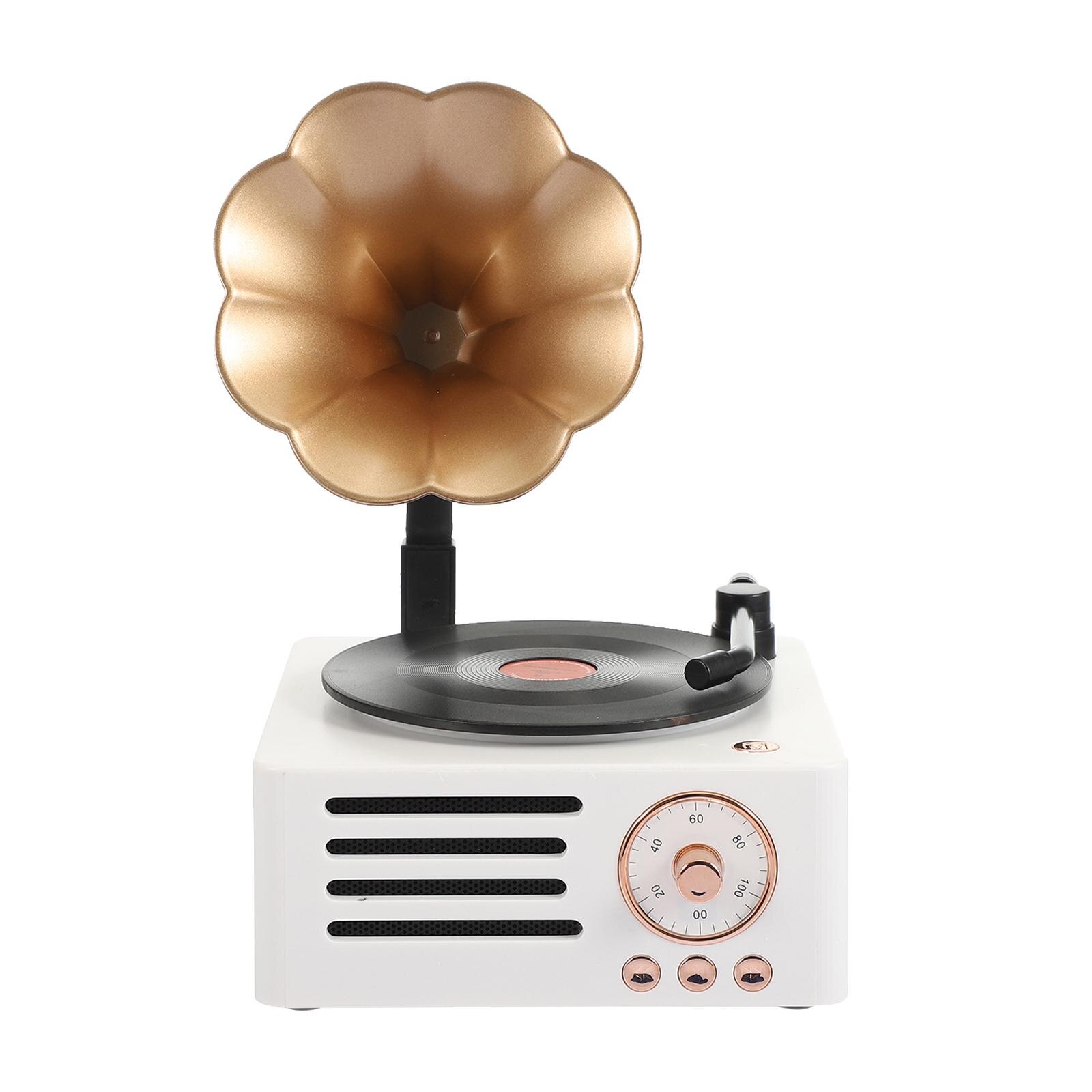 Turntable Record Player Bluetooth 5.0 Library Classic All in One Stereo Speakers Bluetooth Speaker for Yoga Room Bar Decoration: white