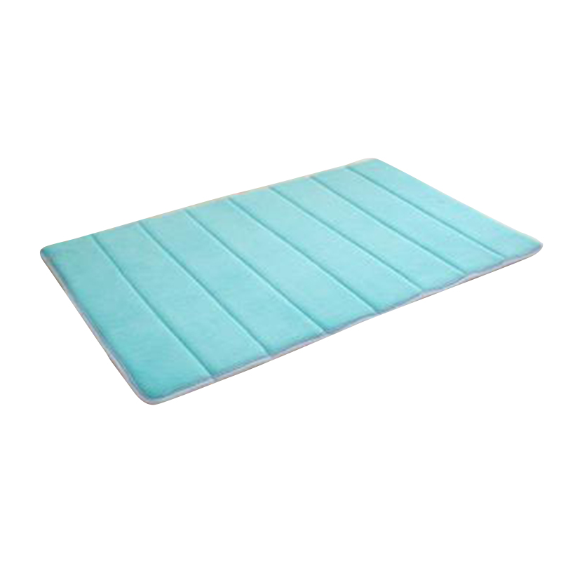1 stk 40*60cm vandabsorberende bademåtte badeværelse tæppe koral fleece hukommelse skum badeværelsesmåtte køkkendør gulvmåtte tæppe: Himmelblå