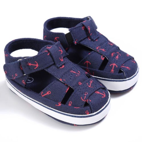 0-18M Baby Boy Meisje Ankers Print Canvas Sandalen Peuter Baby Schoenen Pasgeboren Zachte Zool Toevallige zomer Schoeisel: C / 7-12 Months