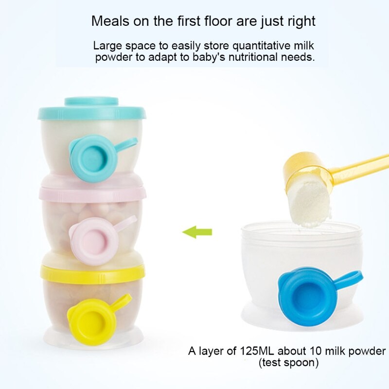 Baby Formula Milk Powder Dispenser Airtight Food Storage 3 Compartment Stackable