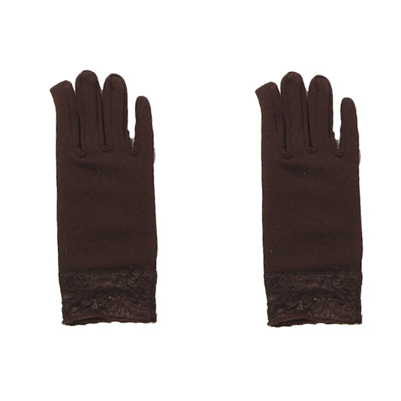 Gants en dentelle épaisse pour femmes, de mitaines courtes et épaisses à la pour la conduite, GL0324: Brown