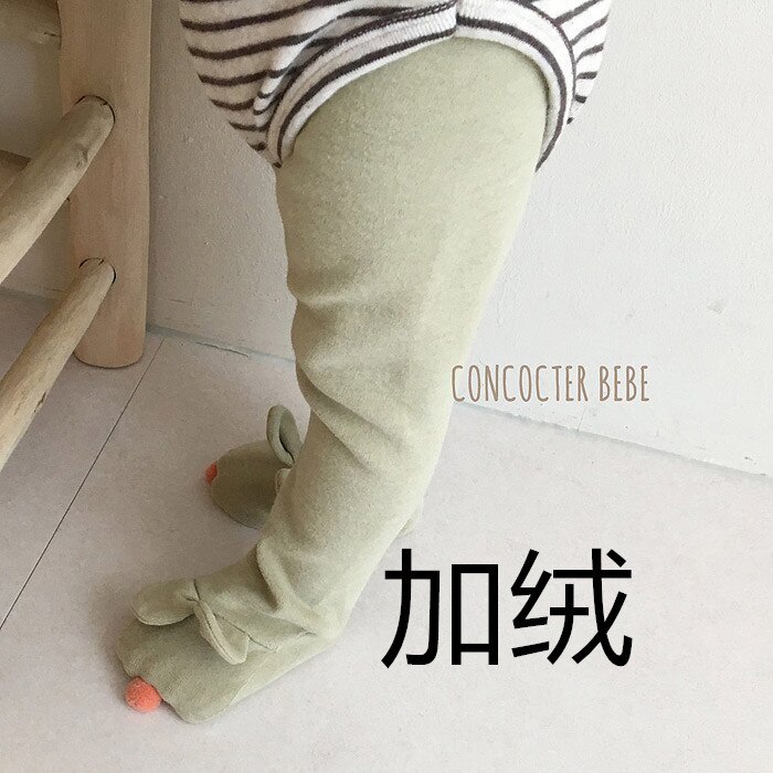 Herbst Winter niedlich Baby jungen mädchen kaninchen ohr Ball pantynose Kleinkind freundlicher baumwolle einfarbig Strümpfe 0-2Y: Grün verdicken / 6m