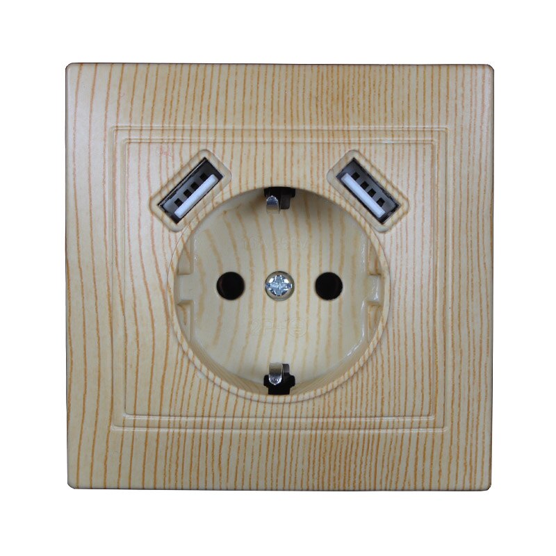 USB Wall Socket charger Double USB Port 5V 2A usb wall outlet wood color L4-01