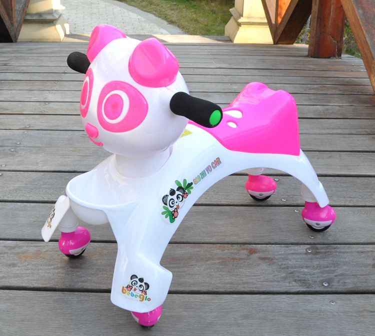 freundlicher Drehung Rolle Panda Gehhilfe mit Musik-Stumm Universal- Rad Erhöht Dicke für 1-5 Jahre alt: Rosa