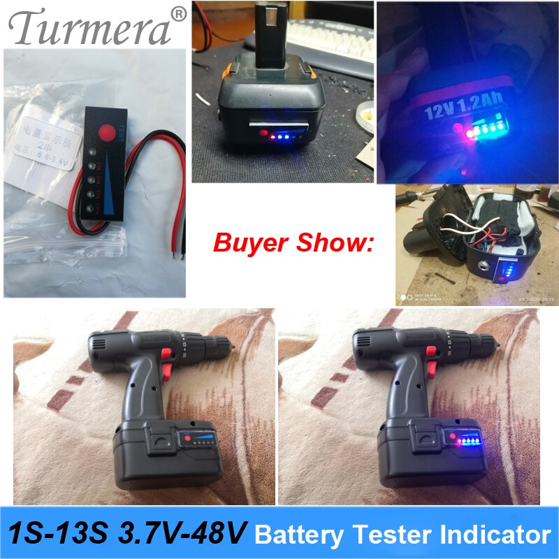 Turmera 1S-13S Tester Della Batteria Indicatore di Capacità 4.2V 8.4V 12V 16.8V 18V 24V 25V 36V 48V per Batteria Cacciavite E E-Uso della bici