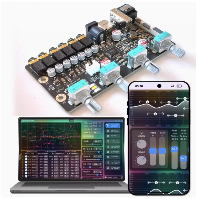 GHXAMP 7-Channel DSP Preamplifier tuning board 7-way independent 15 segment EQ 1piece