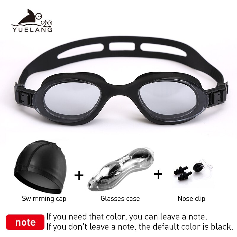 Children Swimming goggles suit Swimming cap nose clip Earplugs silicone Silica gel linkage Swimming eyewear for men: black