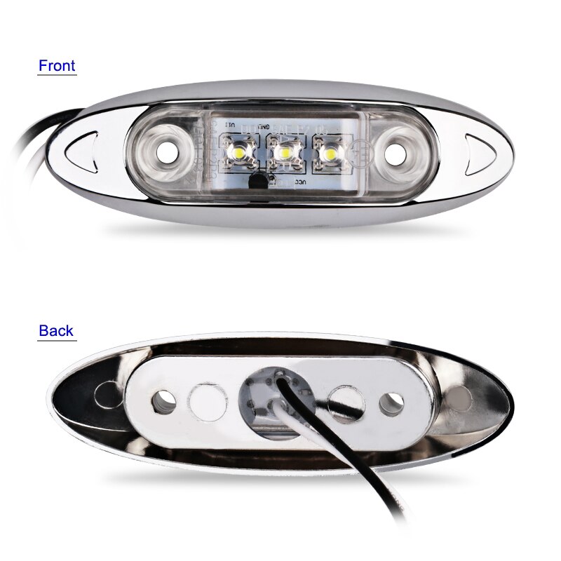Dc 12v 24v led sidomarkörer frigång fish shape lastbil skåpbil trailer vit lampa ljus 10 st trailer 3 led lampor