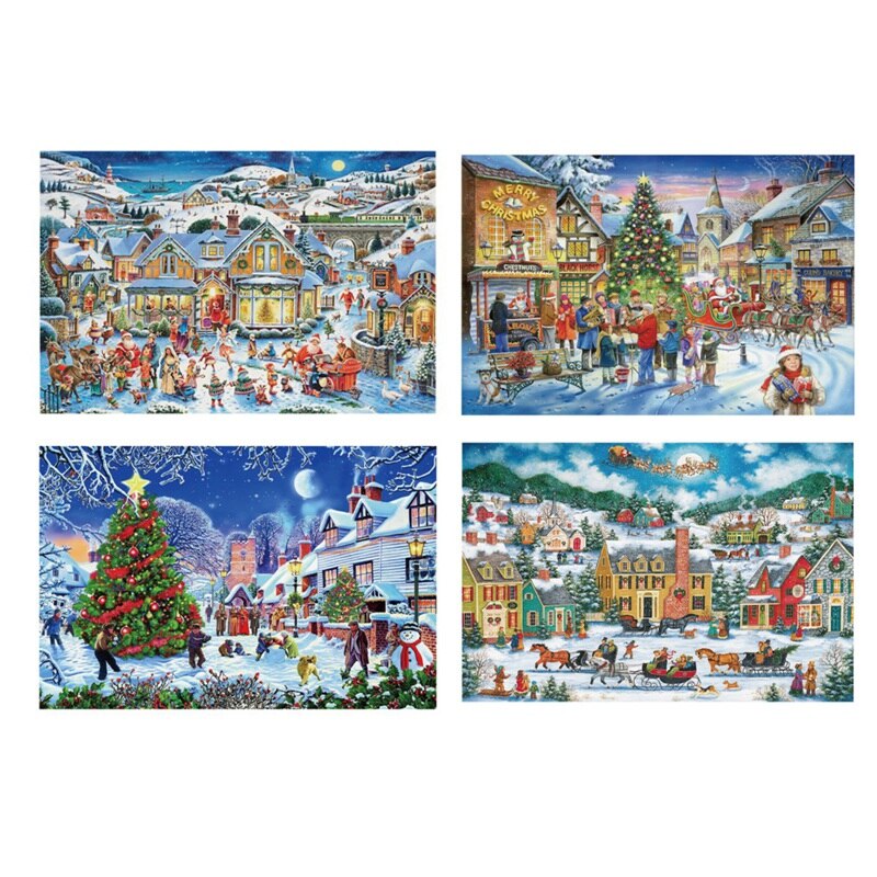 1000 Stks/set Kinderen Papier Puzzel Puzzel Voor Volwassenen Kids Puzzel Game Educatief Speelgoed Vrolijk Kerst Cadeaus