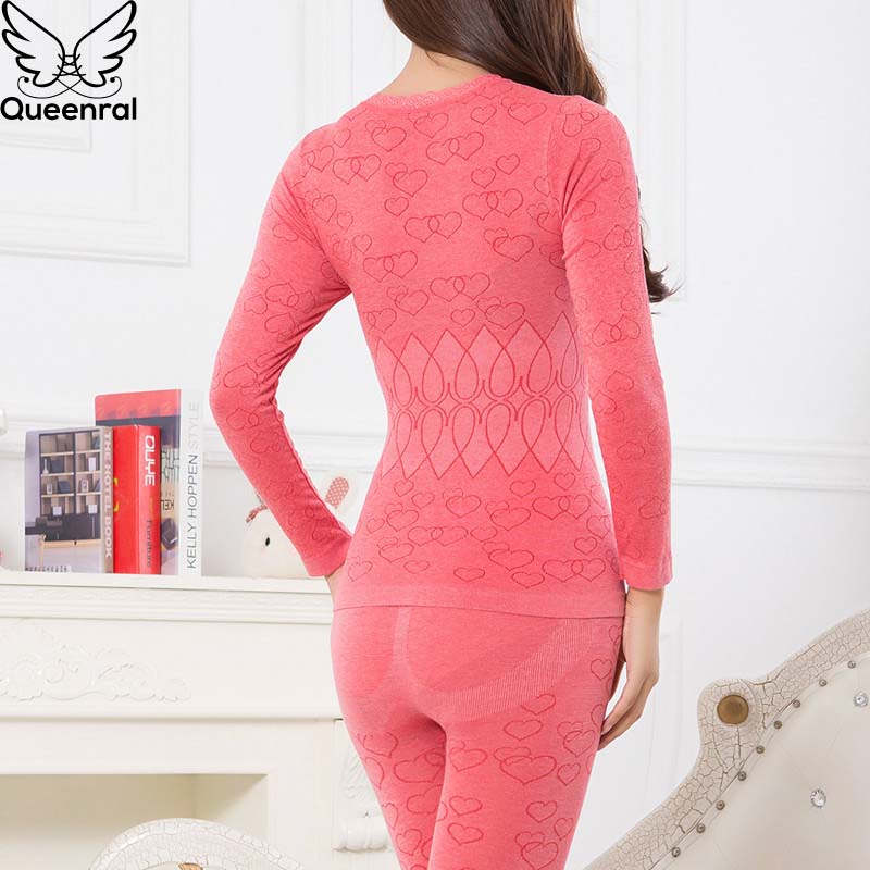 Queenral Long Johns For Women Thermal Underwear Set Second Skin Winter Female Thermal Clothing Women Body Shaped Pajamas Warm