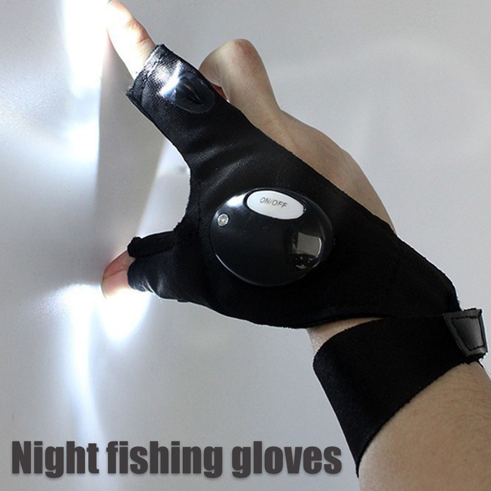 Fahrradhandschuhe mit Lichtern, Handschuhe für Angelausrügestochen, Zubehör, Handschuh mit LED, fingerlos, Licht, Finger, Fäustlinge, Bekleidung