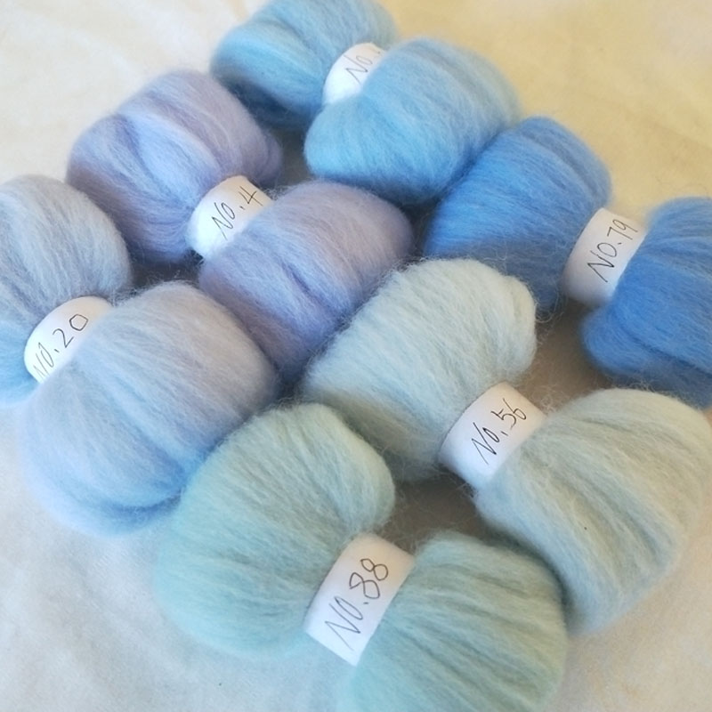 WFPFBEC vilt wol fiber 70 s wol voor naaldvilten merino zwervende wol blauw kleur 10 g/zak