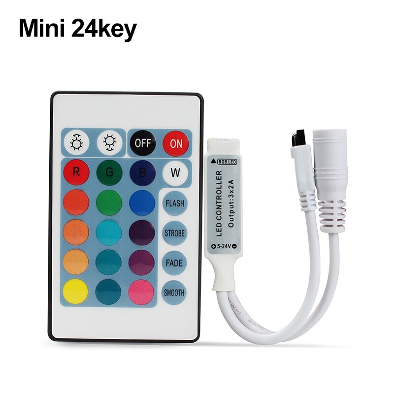 24 Keys 44 Keys LED RGB Controller Music IR Remote Controller Set DC12V Dimmer Control Box For RGB 3528 5050 LED Strip Lights: mini 24 keys