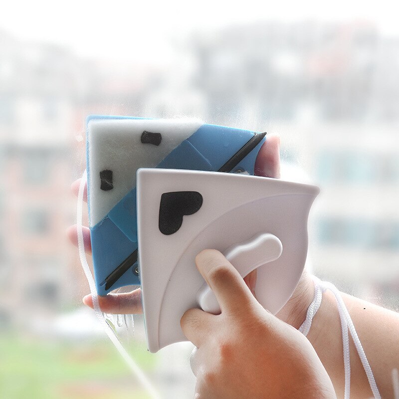 Limpador de vidro lateral dobro para lavar janelas fora da escova de limpeza magnética ímãs ferramenta de limpeza doméstica