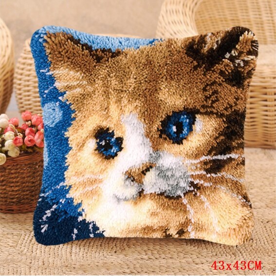 Foamiran-oreiller brodé chat | Pour le Kit de travail, knooppakket kussen smyarthop kussen pakket, boutons de coussin: ABZ197