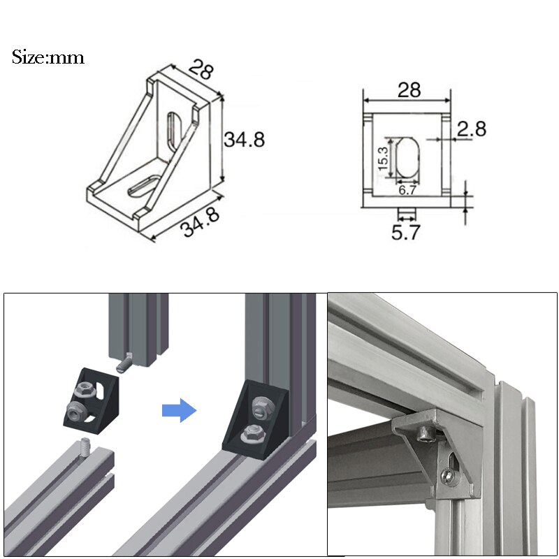 20 Pcs 3030 Corner Fitting Angle Aluminum Connector Set Bracket Fastener Aluminum Profile Accessories Connector Fasten Screws