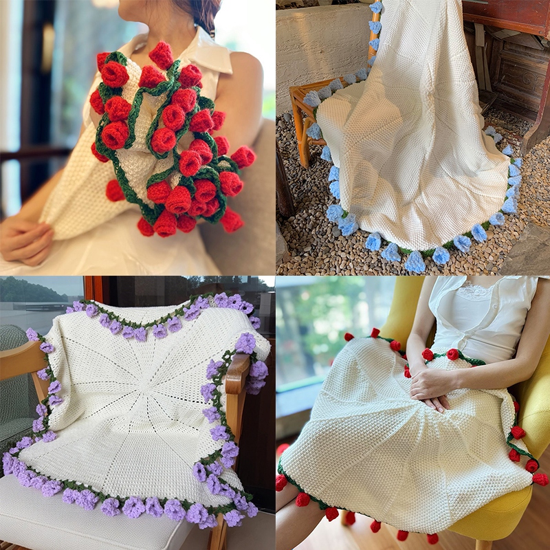 Manta de ramo DIY Manta de flores Manta de rosas de ganchillo Manta de ramo de flores de rosas del día de la madre Manta De Ramo ruan