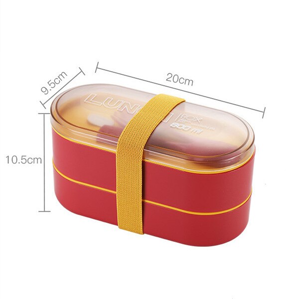 800ml Double Layer Lunch Box With Soup Cup Healthy Material Bento Boxes Microwave Food Storage Container Lunchbox: Red
