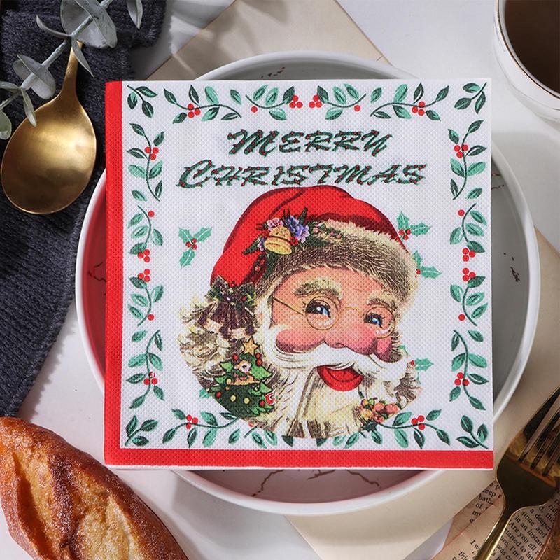 Holiday paper napkins, dinner towels, christmas napkins (, 20 pieces), holiday napkins, drink napkins, santa claus, printed winter paper