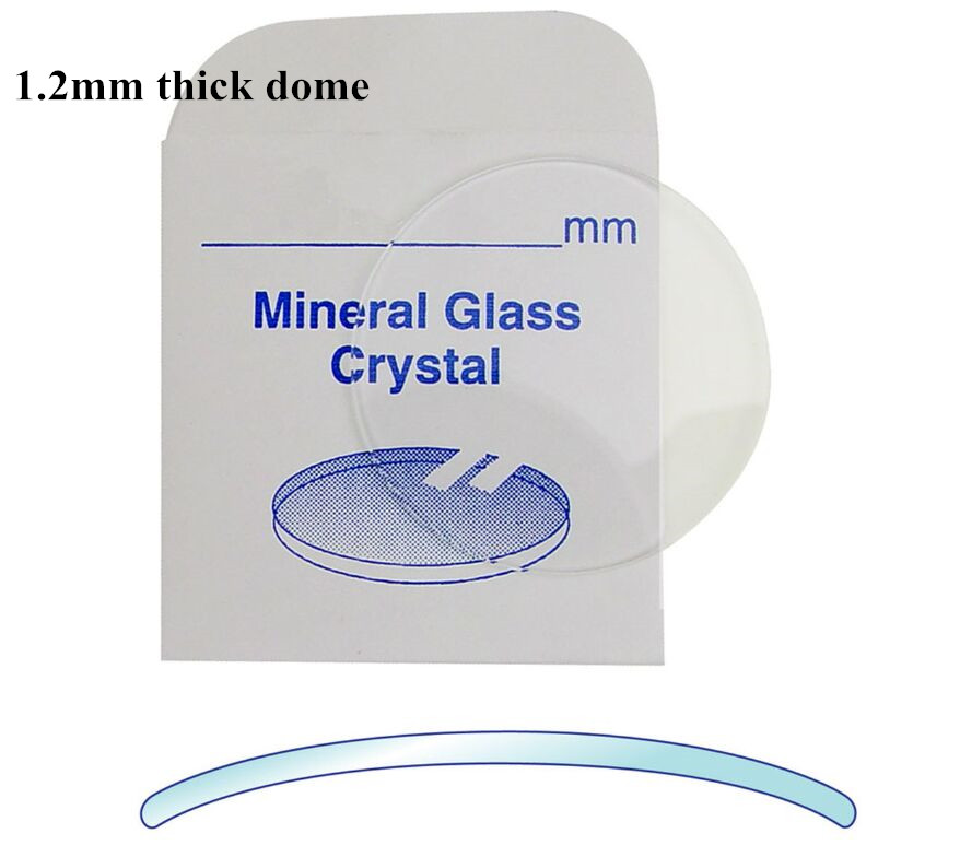 Montre de grande taille en verre minéral bombé et rond, cristal minéral, épaisseur 1.2mm 18-44.5mm