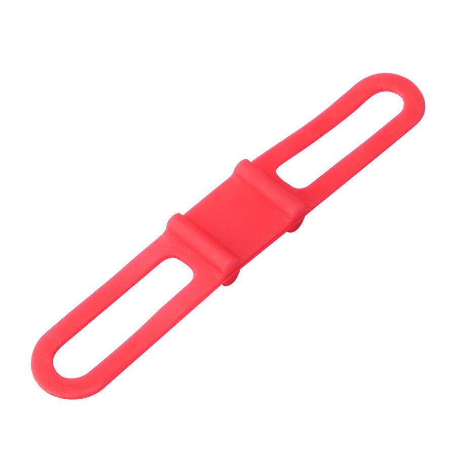 Cykel silikone rem bandage lommelygte klip cykelstyr silikone elastisk bælte fakkelbånd cykel lys fakkelholder: Rød