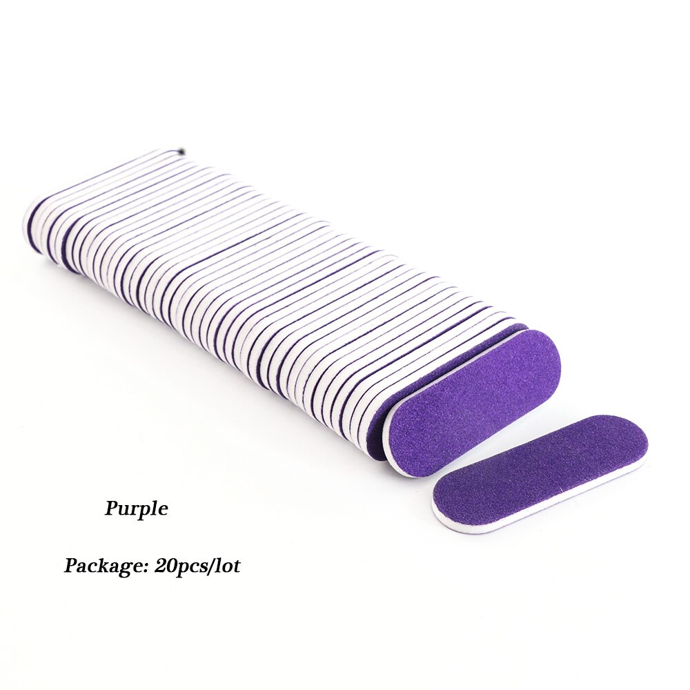 20 pçs lixa buffer bloco de unhas gel unha polonês dupla-lado pedicure suave buffer profissional diy manicure ferramentas bea22: Purple