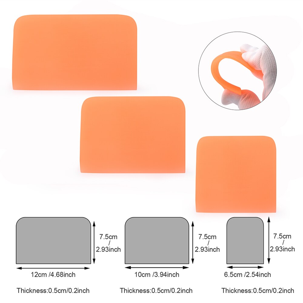 Foshio 3Pcs Zachte Ppf Schraper Zuigmond Vinyl Wrapping Carbon Fiber Film Sticker Plakken Tool Auto Wrap Window Tint Schoonmaken tool