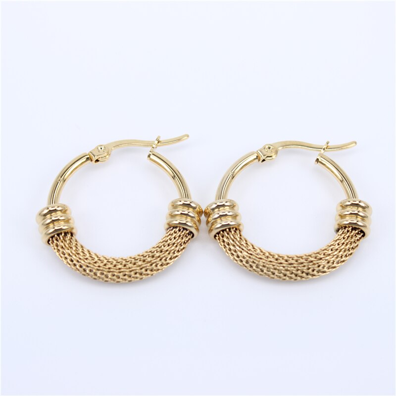 Boucles d'oreilles en forme de grand cerceau de couleur or 28MM-63MM, bijoux en acier inoxydable, Style cercles, tendance, pour femmes: gold color 38mm