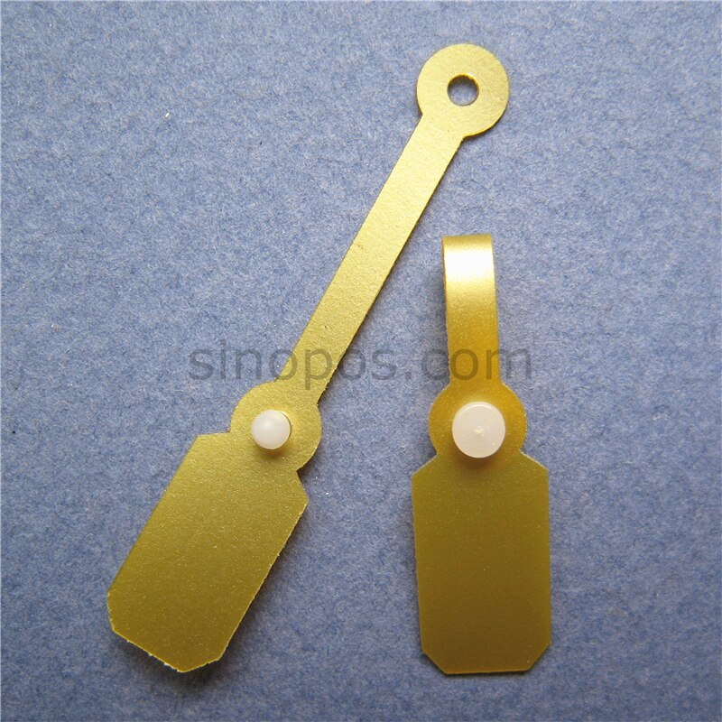 Goud Jewelries Prijskaartje, gouden PVC knop snap clip geschenkverpakkingen label plastic hangtag DIY vinyl fastener wedding ring tags