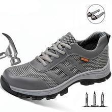 Herenschoenen, steekwerende, doordringende gasbesparende schoenen, heren werkschoenen, vliegende geweven casual werkschoenen, stalen neus, werkschoenen