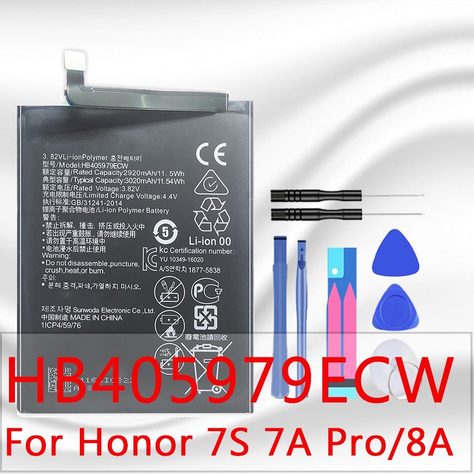 Batería HB405979ECW para Huawei Honor 9 7S 7A Pro 6A 6C 8A Y5 8C 5X 4X 6 7i V8 Enjoy 7 Plus AUM-L29 DUA-L22: For Honor 7S 7A 8A