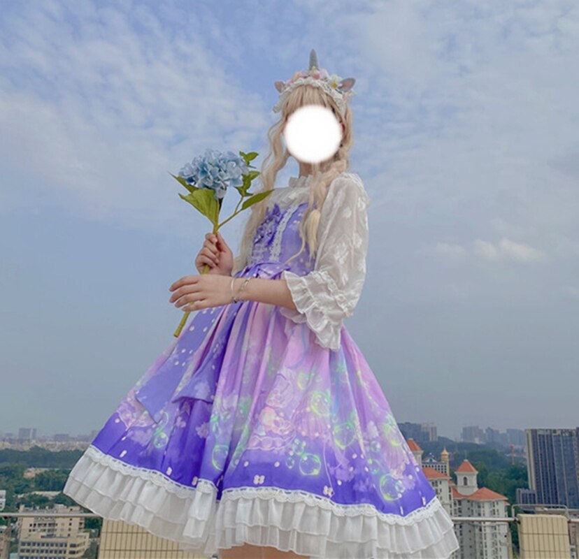 Japanese girl dress Soft Girl Summer Jellyfish lolita dress Daily sling jsk dress Female Kawaii Lolita Dress victorian dress