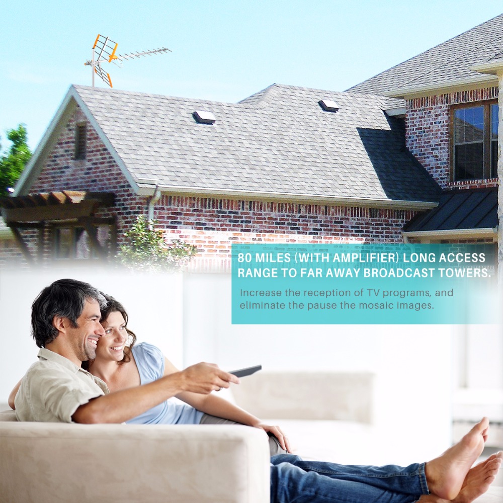 Powstro HD Digital TV Antenna For HDTV DVBT/DVBT2 470MHz-860MHz Outdoor TV Antenna Digital Amplified HDTV Antenna