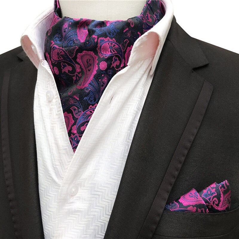 Ensemble foulard en Ascot pour hommes, cravate avec poche carrée, à la