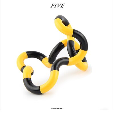 UainCube Stress Relief Fidget Roller Twist Finger Decompression Toy Torsion Ring Vent Toys for Children Kids Young Adult: Black Yellow