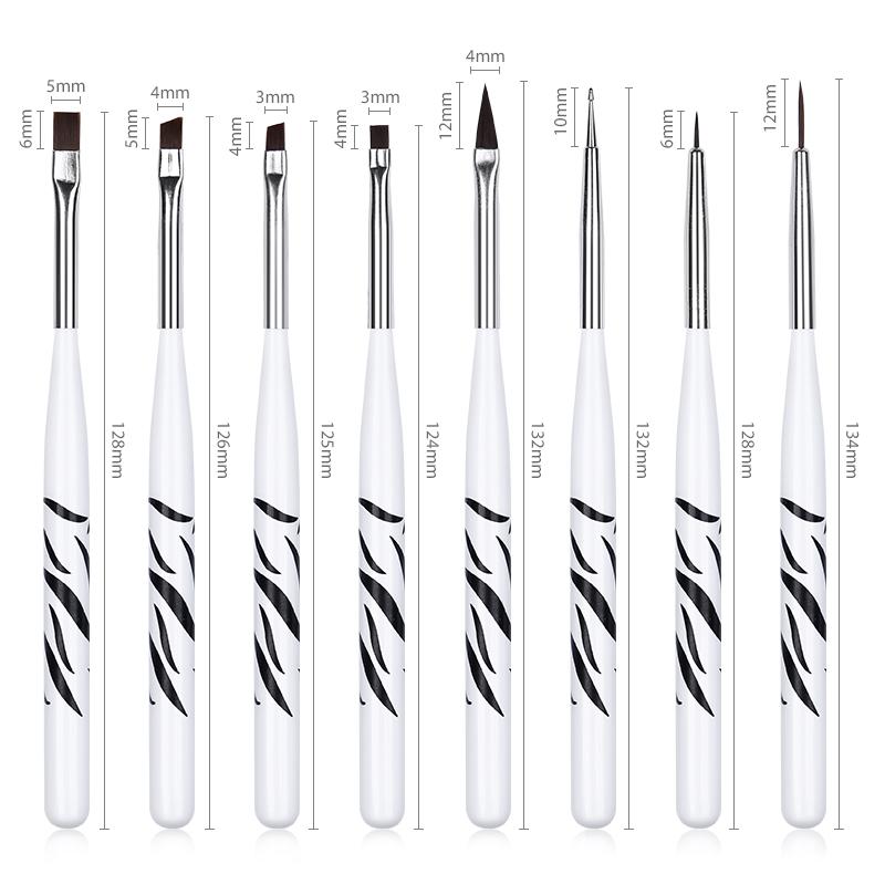 5/7/8 Stuks Nail Art Liner Tekening Pen Brush Diy Uv Gel Nail Lijn Strepen Schilderen Pen acryl Handvat Manicure Tool 7/9/11/15/20Mm: pattern 9