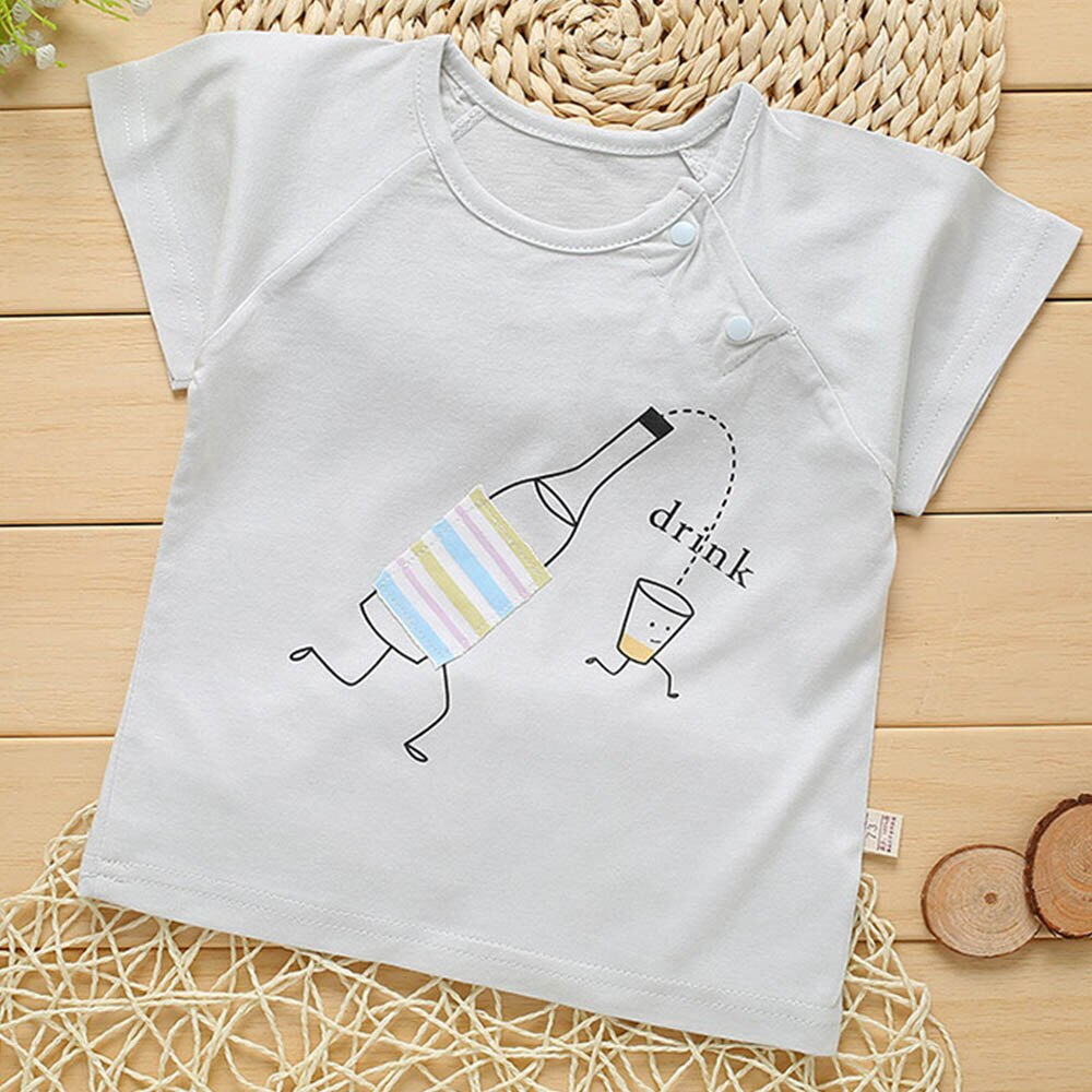 Zomer Meisje Overhemd O-hals Cartoon Pasgeboren Jongens Tops En Tees Baby Kleding Leuke Meisje Tshirt: Grijs / 3M