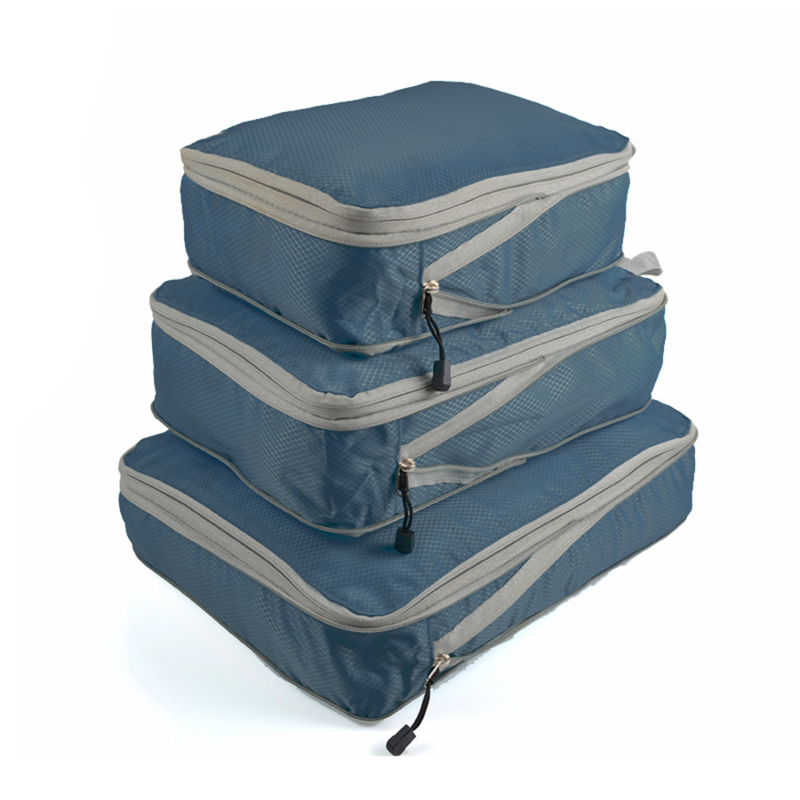 Cubes d'emballage compressés, ensemble d'organisateurs de rangement de voyage, bagages visuels en maille, sac de valise Portable pratique et léger, 3 pièces,: WHITE