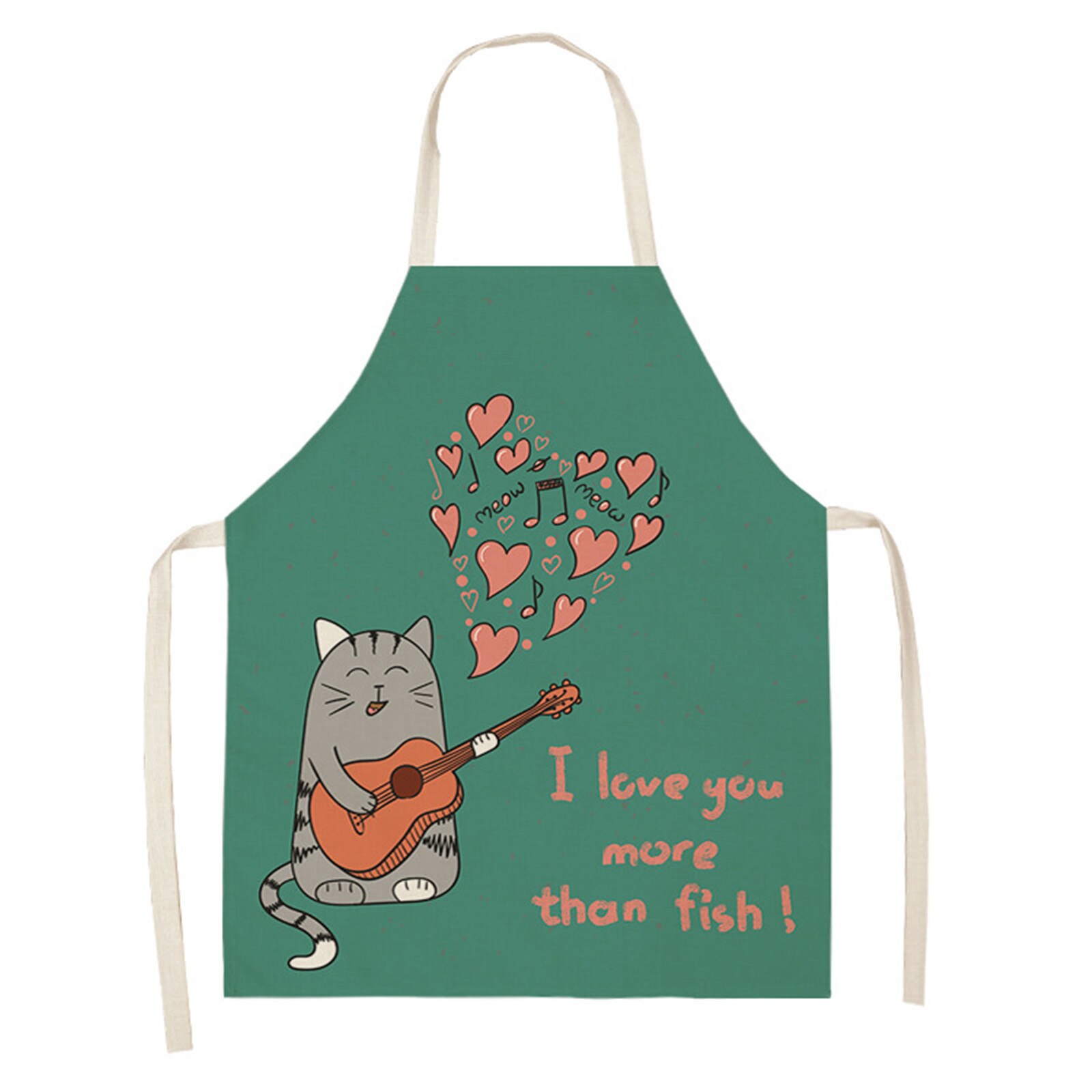 25#Adult Aprons Family Kitchen Accessories Valentine's Day Print Linen Family Aprons Accessories Cleaning Clothes Aprons: H
