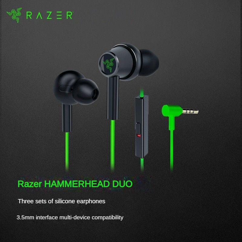 Razer HAMMERHEAD DUO Dual-core in-ear gaming-oortelefoon Stereo muziek Sport-headset 3,5 mm bedrade oordopjes met microfoon Hoofdtelefoon