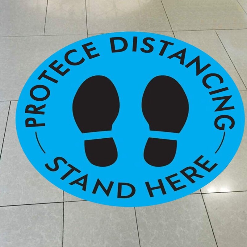 10Pack Social Distancing Floor Decals - Safety Floor Sign Marker - Maintain 6 Foot Distance - Anti-Slip