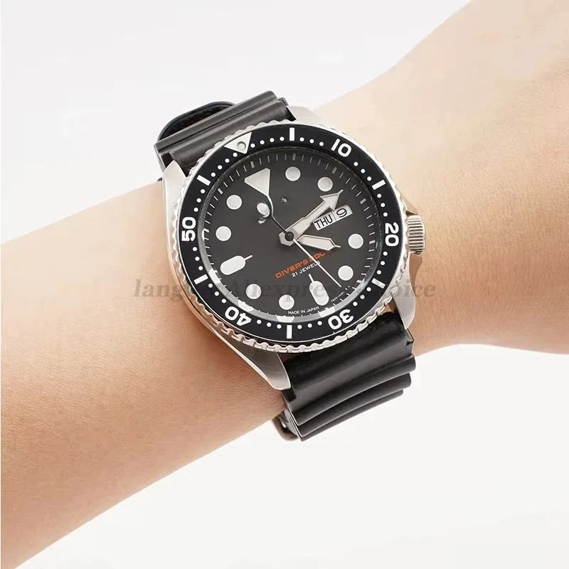 Bracelet de montre en Silicone pour SEIKO SKX007 009 plongée 007 pour résine en conserve d'ormeau 20mm 22mm bracelet de montre anneau fermoir boucle ardillon ceinture