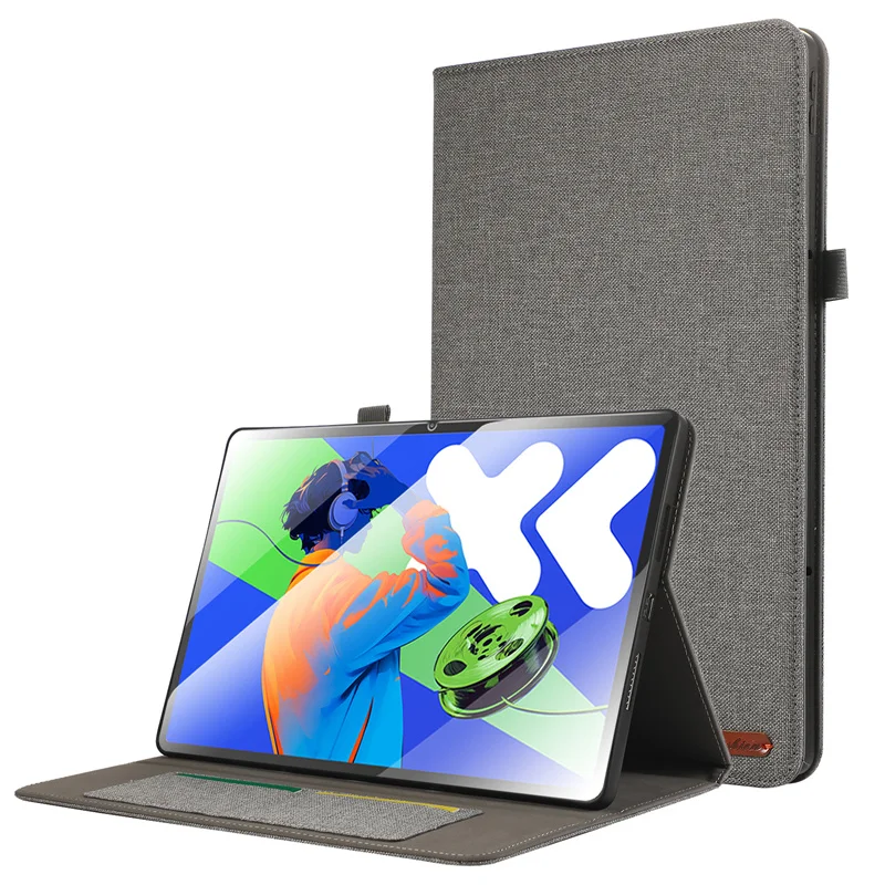 Etui til lenovo idea tab pro, blødt cowboy-stativ, flip-cover til xiaomi pad pro 12.7 /  , idea tab 12.7  tb373fu tb375fc: 12.4 / Rød