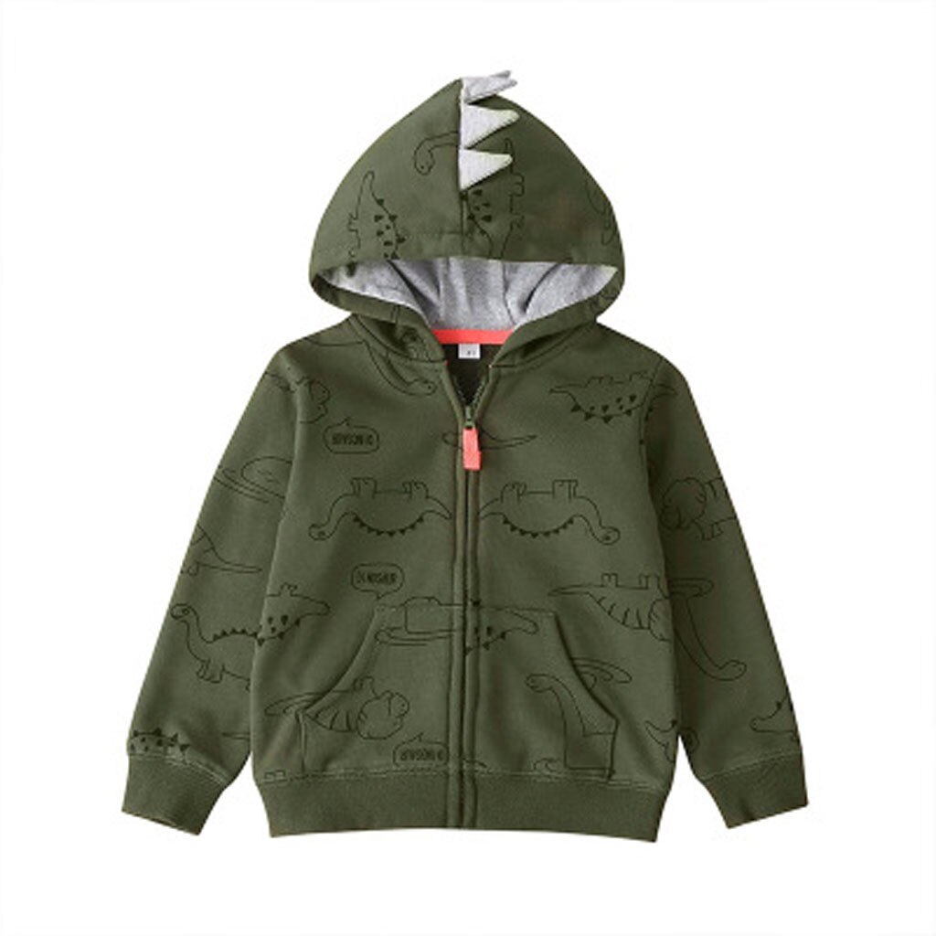 Newborn Infant Baby Boys Jackets Cute Dinosaur Print Autumn Hooded Outerwear Coats Children Baby Zipper Clothes Clothing#LR2: 3T