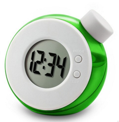 Reusable Kids Digital Clock Water Power Clocks Children Puzzle Desk Table Clocks With Calendar Scientific Education No Battery: green