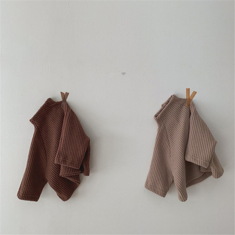 Vêtements pour enfants automne et hiver bébé garçons et filles velours côtelé chemise de fond T-shirt bébé à manches longues hauts chemises