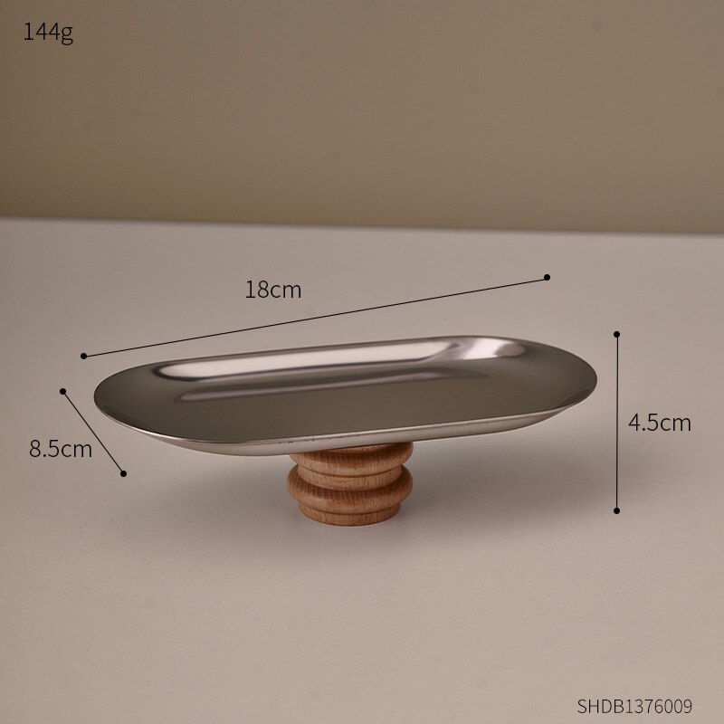 Bandeja de acero inoxidable para decoración de habitación, accesorio decorativo minimalista y nórdico, para almacenamiento de joyas y cosméticos: Silver A